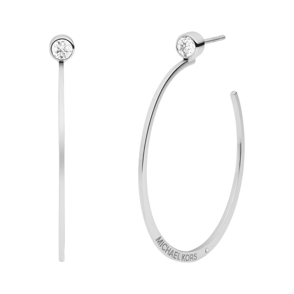 Michael Kors Silver-Tone Hoop Earrings Stainless Steel Earrings NWT